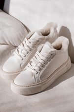 Короткие зимние кеды из натуральной кожи SIENA white
