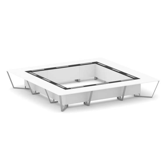 Steel Meet Стол переговорный квадратный KM-PR.B.SP-24K Белый Бриллиант/Графит Глянец/Металл Серый 48