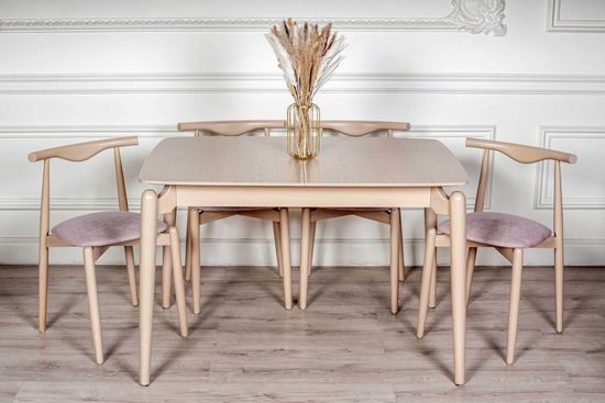 Комплект Стол К-120 1200(+350)*800*75 + 4 стула Lim / беленный дуб