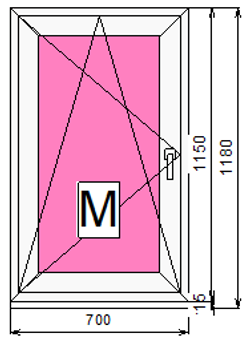 Пластиковое окно с поворотно-откидной створкой 1150 х 700 ТермА Эко + Москитная сетка