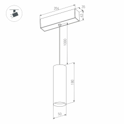 Светильник MAG-SPOT-HANG-45-R50-7W Warm3000 (BK, 24 deg, 24V) (Arlight, IP20 Металл, 5 лет) 027007