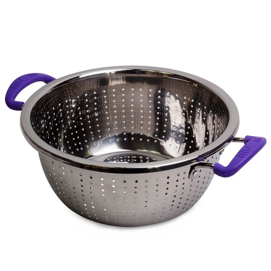 Дуршлаг 26 см. из нержавеющей стали Kamille KM 4359 с двумя силиконовыми ручками