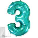 Шар (40"/102 см) Цифра, 3, Тиффани, 1 шт. в упак.