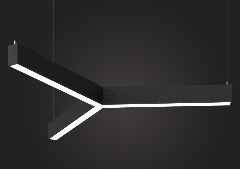 Подвесной LED светильник трехлучевой LP85-TRIOLA-1300 108Вт (сегмент 1328 мм) 3000K 9936Лм черный 2350х2035х80мм DARKLUM