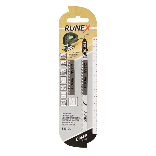 Пилки 132x107 мм 6з/д(древес.,ДСП,пласт. h=6-85mm)быст.чист.распил.T301DL 2шт/уп "Runex"