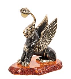 Народные промыслы AM- 975 Фигурка «Грифон» (латунь, янтарь)