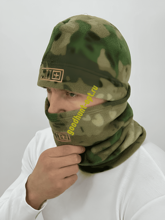 Тактическая Шапка + бафф 5.11 флисовые Мох