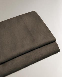 Zara Home - Простыня из постиранного льна (вес 140 гхм2), серо-коричневый, 160x280 см