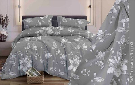 Комплект постельного белья Евро с простыней на рез.160х200 БЯЗЬ "Грация ЕМ" (нав. 50х70 или 70х70)