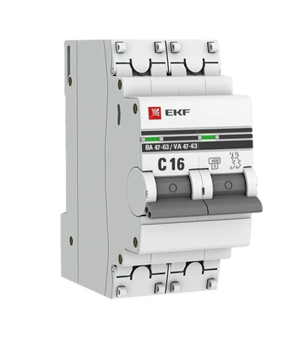 Выключатель автоматический модульный 2П 16А  4.5кА BA 47-63 IEK