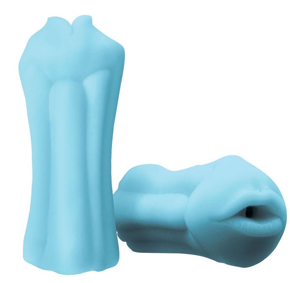 Голубой, светящийся в темноте мастурбатор-ротик BJ (Цвет: голубой)