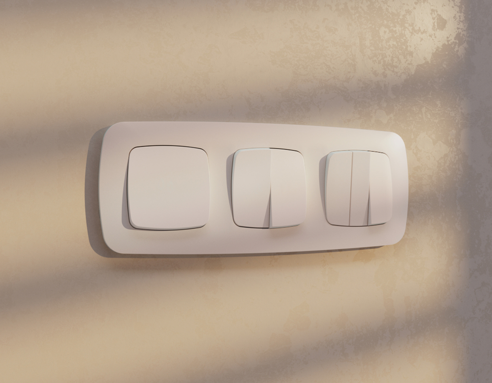 MO203030 Комплект механизма 2-клавишного перекрестного выключателя 10A-250V OMEGA Жемчуг QUANT (OP2030, VM125)