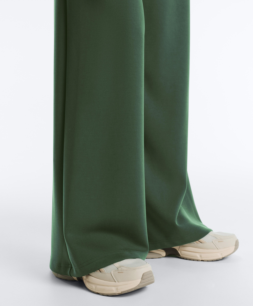 OYSHO Брюки из саржевой ткани с высокой посадкой и складками, зеленый