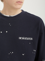 Мужской Лонгслив Crewneck Waffle Top - Splats - Navy Blue