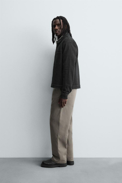 ZARA ДЖИНСОВАЯ КУРТКА-РУБАШКА НА МОЛНИИ, ЧЕРНЫЙ