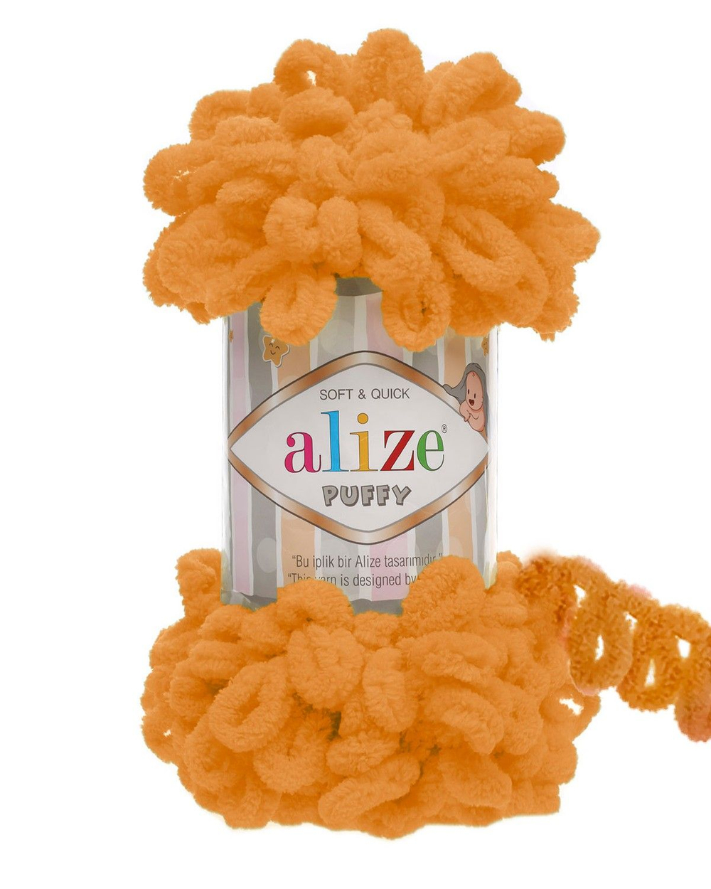 Пуффи (Puffy) пряжа Alize 100%микрополиэстер 5х100г/9,2 м 336 оранжевый