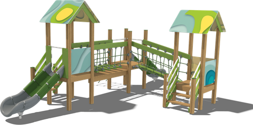 Детский городок Тула (стойки дуб, паттерн Papercut)