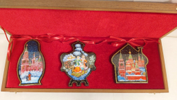 Набор из 3-х ёлочных игрушек  "Русская зима" с росписью Палех