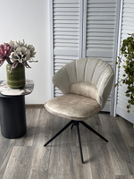 Стул М-City DISAUR Астра (Astra) поворотный на поворотный на 360 градусов, Белый Sonic 23 ткань, 7525-01 Велюр, Черный каркас