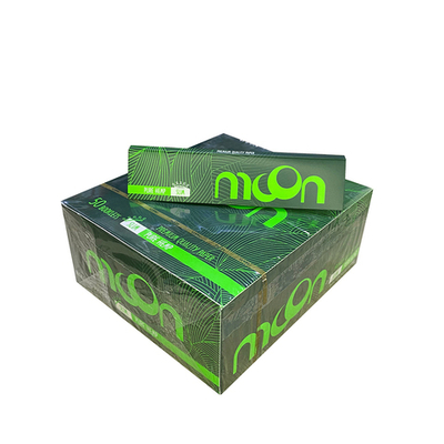 Бумага для сигарет блок "Moon" Слим Сайз Грин Пуэр Хэмп 13г/м 32л*50шт