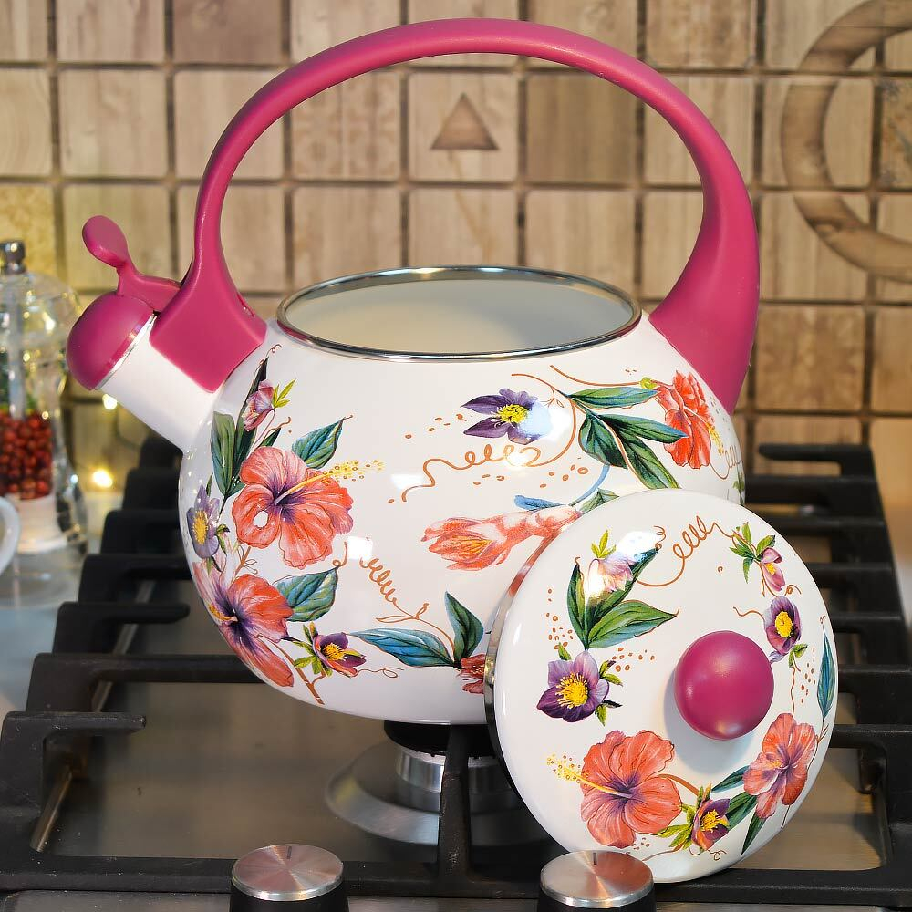 Чайник 2л со свистком "Гибискус" тм Appetite