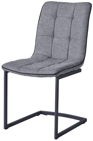 Стул SKY6800 серый JJ12-17/черный кант PU/черный металл с напылением