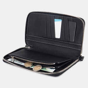 Кожаный кошелек, теленок черного цвета