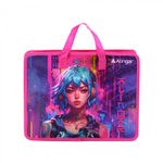 Папка с ручками 1 отделение, А4 265х335х90мм, Alingar, пластик, ручки тесьма, дизайн с двух стор, молния сверху, "Аниме. Девочка с голубыми волосами"