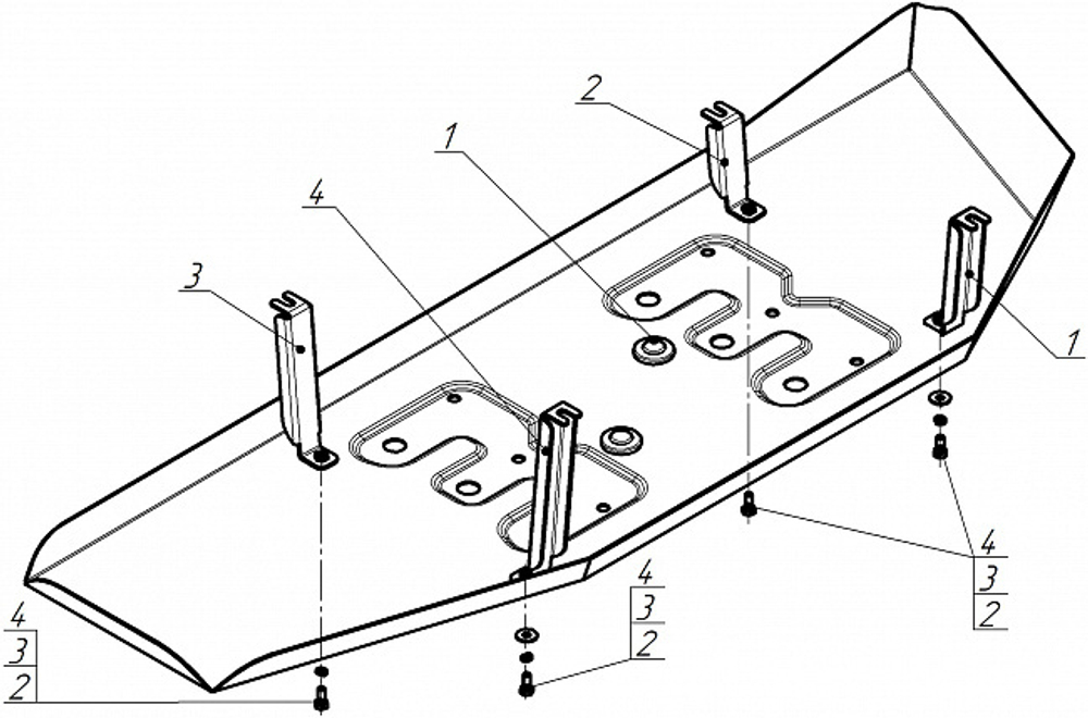 Усиленная защита топливного бака (2 мм, сталь) для Changan Hunter Plus 2023- Motodor.77210