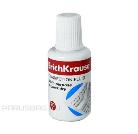 Корректирующая жидкость Erich Krause, 20мл, спиртовая, с губчатым аппликатором