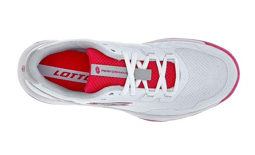 Женские Кроссовки теннисные Lotto Mirage 600 III ALR - полностью белый/серебристый металл/гламурный розовый