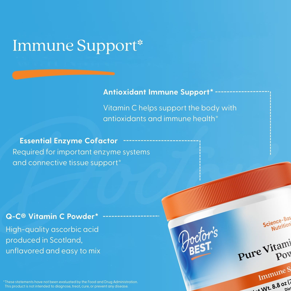 Doctor's Best, чистый порошок витамина C с Q®-C, 250 г (8,8 унции)