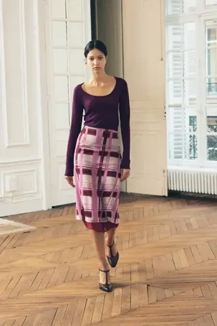 ZARA ЮБКА ИЗ ТКАНИ С ПРИНТОМ — ZW COLLECTION, РОЗОВЫЙ