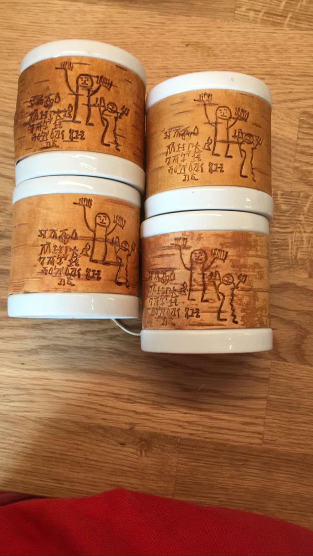 Кружка малая фарфоровая без ручки c берестой. Коллекция Onfim (Онфим)