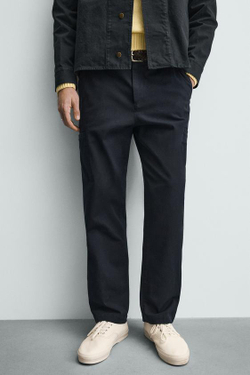 ZARA БРЮКИ КАРГО STRAIGHT FIT, МОРСКОЙ СИНИЙ