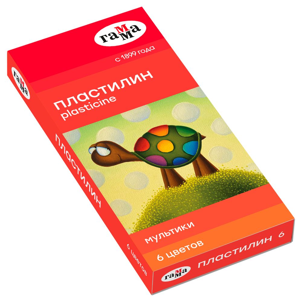 Пластилин 6 цветов Гамма Мультики, 120гр, со стеком, картон.упак.