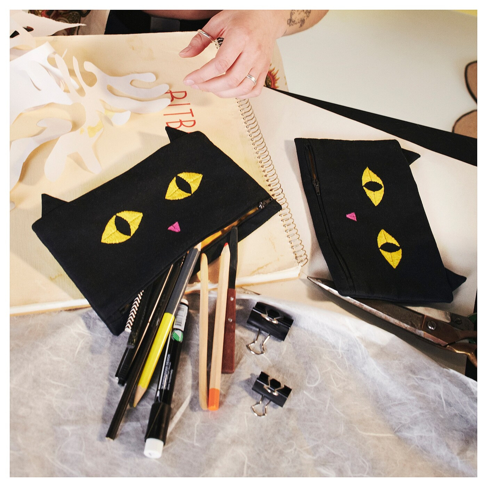 Сумка IKEA MAVINN (МАВИНН), Черный с рисунком, 13x23 см