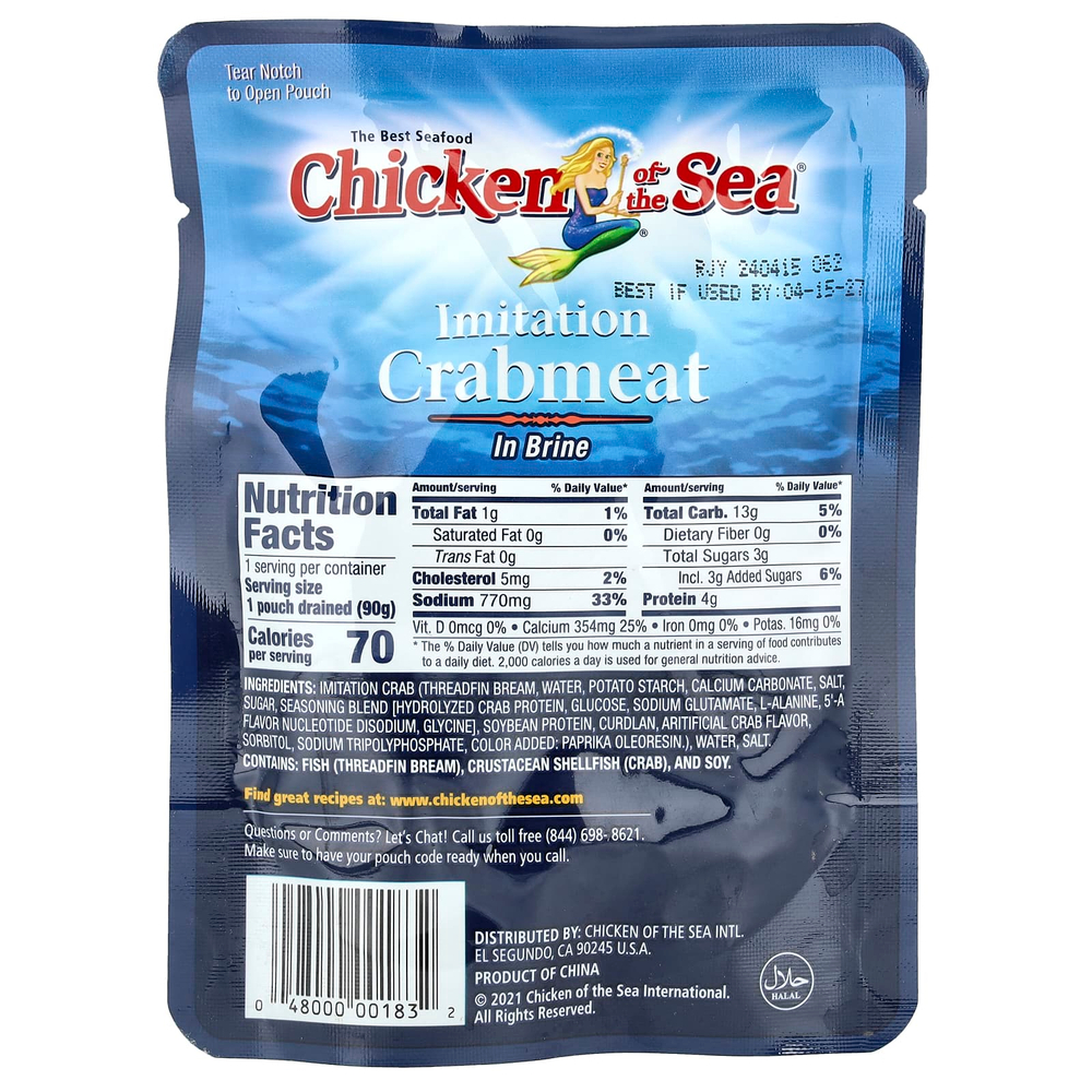 Chicken of the Sea, Крабовое мясо в рассоле, 100 г (3,53 унции)