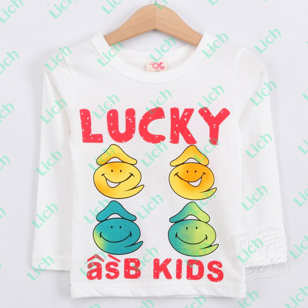 Лонгслив детский с принтом смайлов и надписями