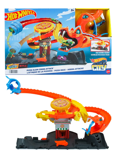 Трек Хот вилс City Атака кобры многоуровневый гибкий HTN81 | Hot Wheels City Cobra Slam Pizza Attack игровой набор 3+
