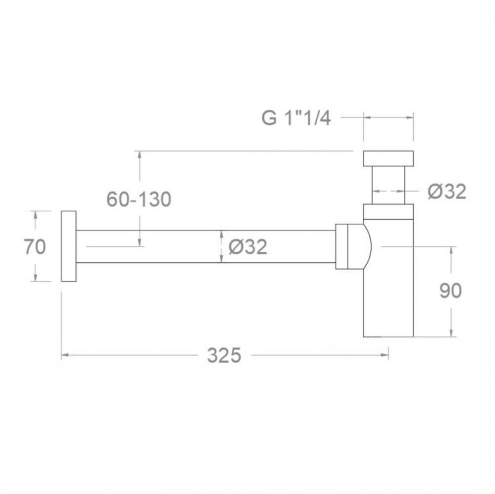 Сифон для раковины латунь 3790GR графит