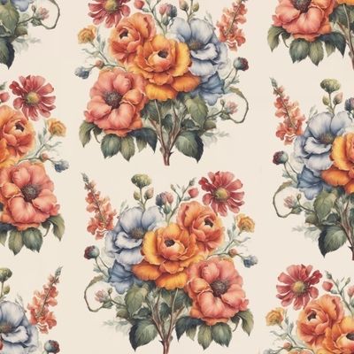 Паттерн цветы на бежевом фоне