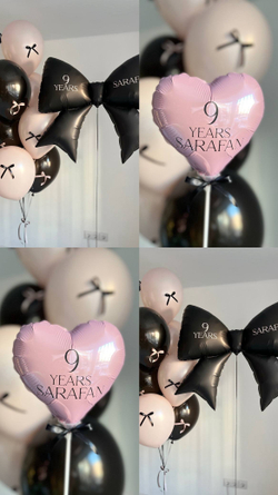 Воздушные шары стильные на день рождение черный/пыльная Роза №3917