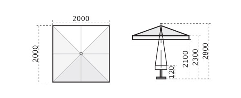 Зонт профессиональный 2х2 м Scolaro Palladio Standard, натуральный, слоновая кость