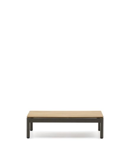 Журнальный столик Sorells из зеленого алюминия и тикового дерева 52,4 x 91 см