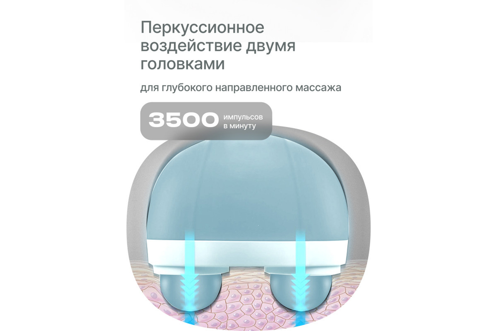 Массажер с двумя головками CleverCare Silver Swan, голубой