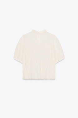 ZARA БЛУЗКА В СТИЛЕ РУСТИК С МЕРЕЖКОЙ, ЭКРЮ