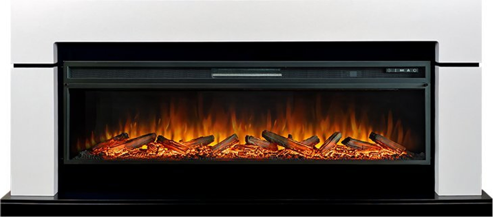 Каминокомплект Lindos 60 - Белый с черным с очагом Vision 60 LOG LED