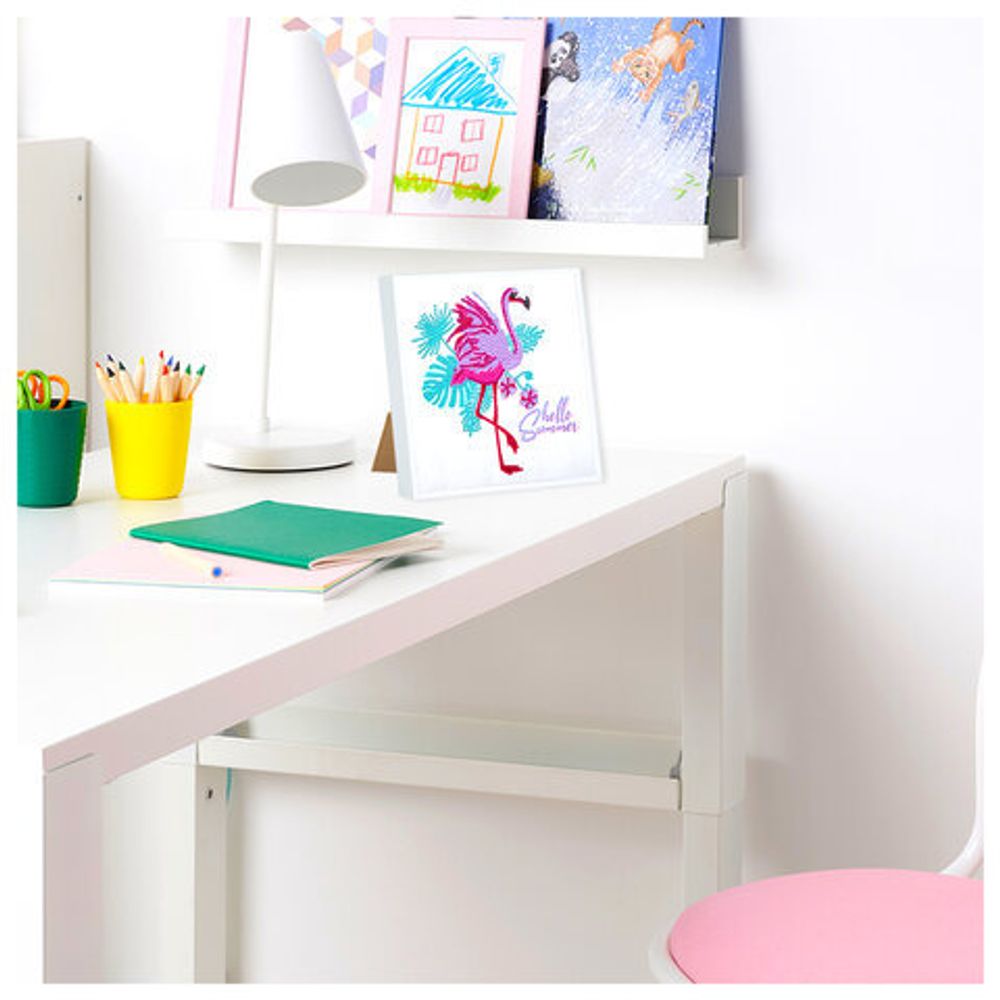 Картина стразами (алмазная мозаика) 20х20 см, ЮНЛАНДИЯ "Фламинго", в деревянной рамке, 662438