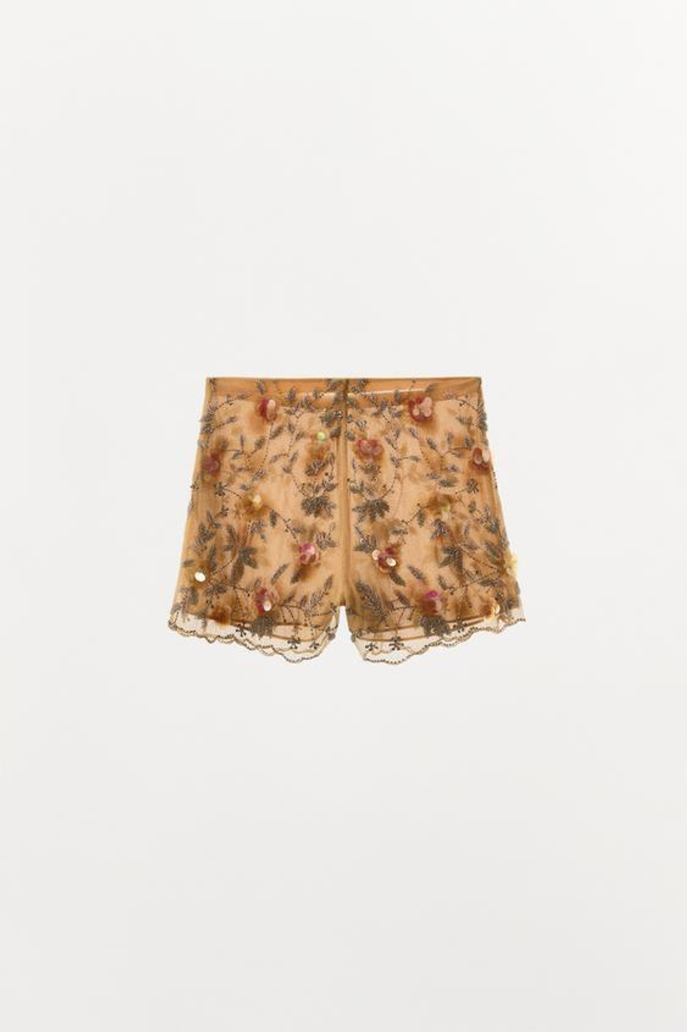 ZARA ШОРТЫ С ПАЙЕТКАМИ И БУСИНАМИ LIMITED EDITION, ЗОЛОТИСТЫЙ